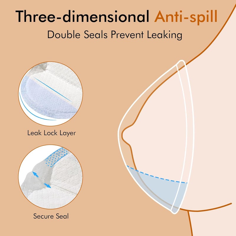 NCVI Disposable Nursing Pads, Breastfeeding Pads for Leaking Milk, Stay Dry & Ultra Absorbent, Breast Pads with Leak-Proof Design, Nipple Pads Thin and Soft, 80 Count - Image 3